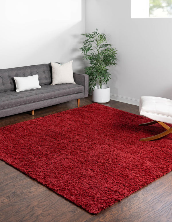 Cozy Comfort Shag Collection Area Rug - Hearthside (Cherry Red) Square Cherry Red  lifestyle 12