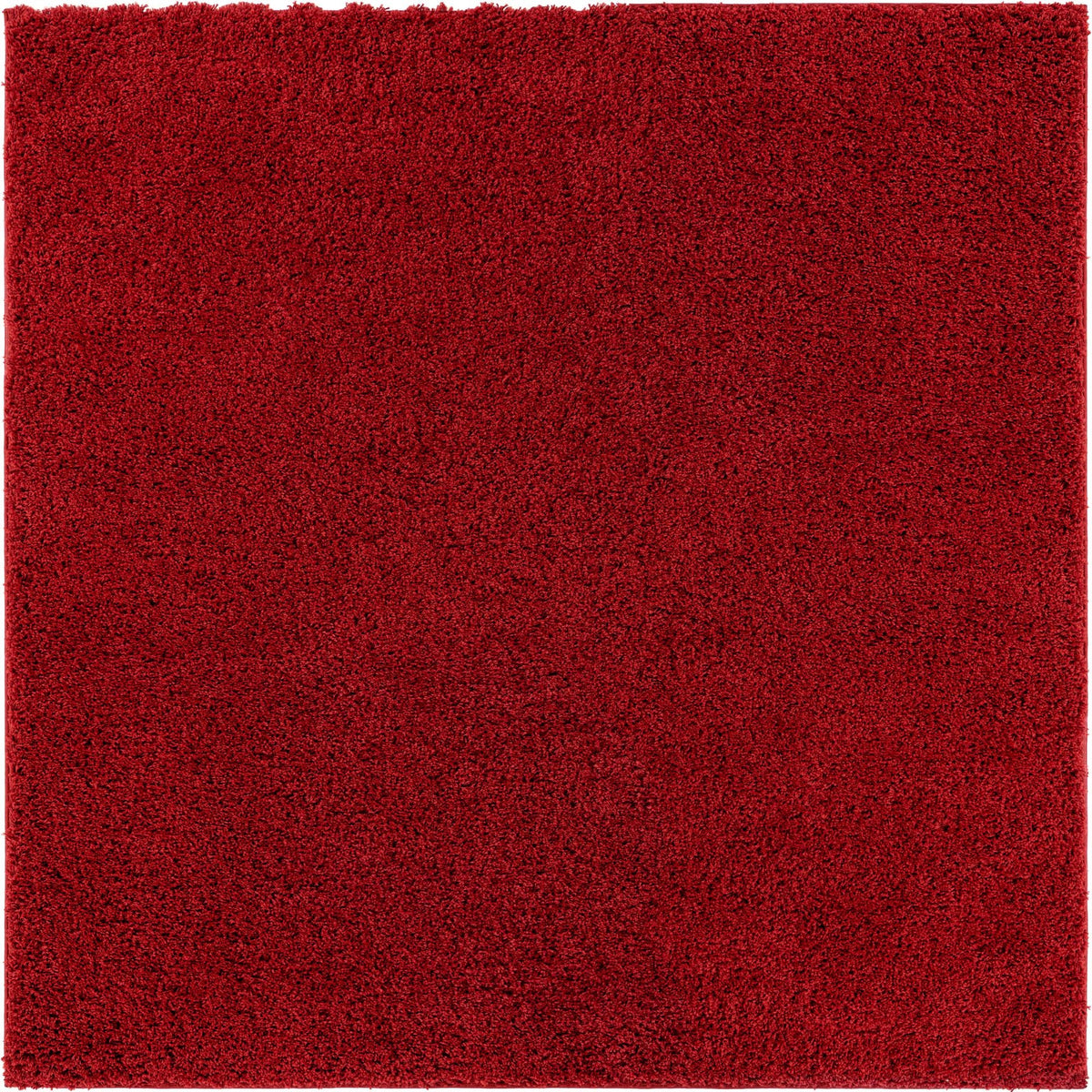 Cozy Comfort Shag Collection Area Rug - Hearthside (Cherry Red) Square Cherry Red  lifestyle 3