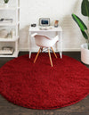 Cozy Comfort Shag Collection Area Rug - Hearthside (Cherry Red) Round Cherry Red  lifestyle 17