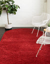 Cozy Comfort Shag Collection Area Rug - Hearthside (Cherry Red) Oval Cherry Red  lifestyle 15