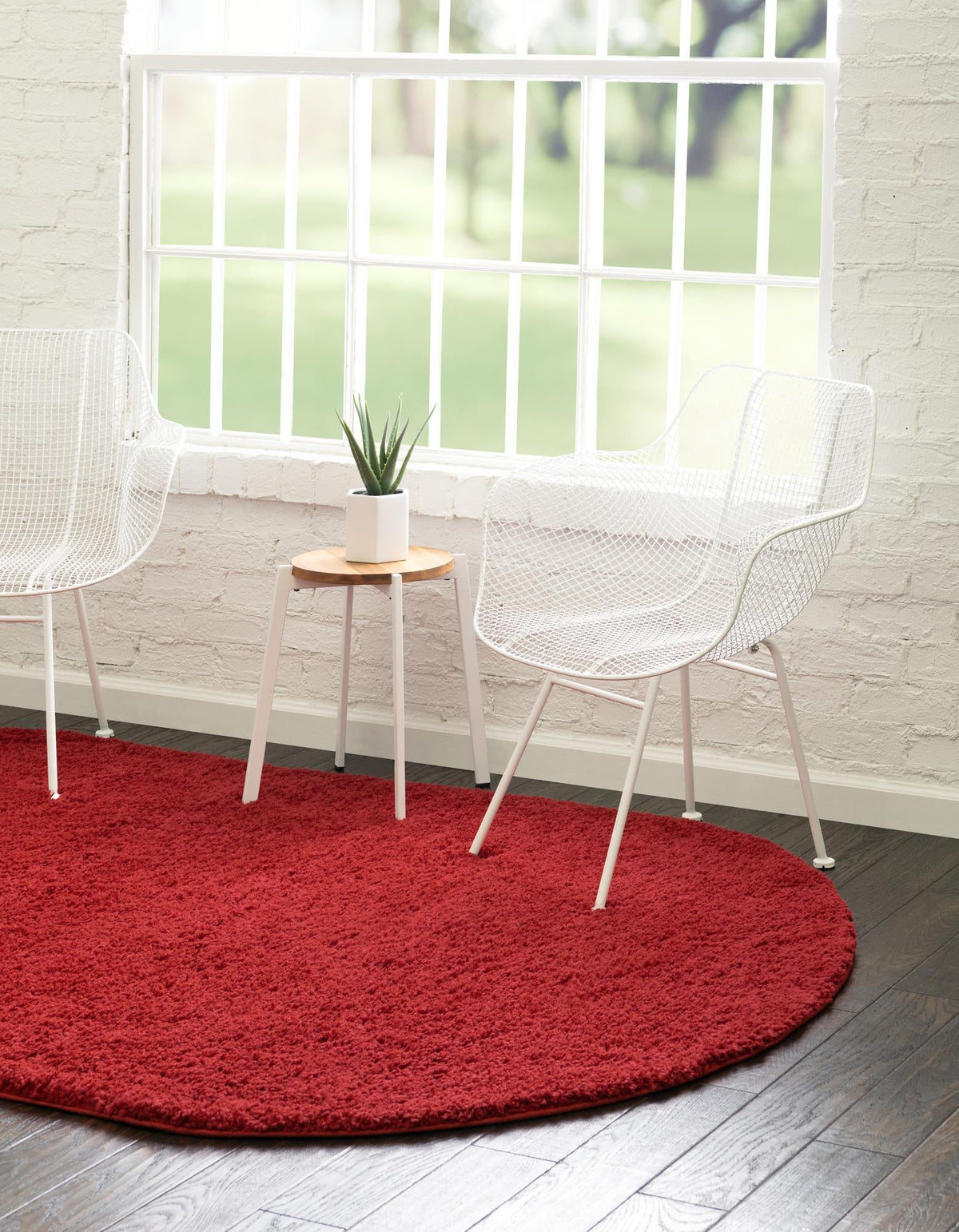 Cozy Comfort Shag Collection Area Rug - Hearthside (Cherry Red) Oval Cherry Red  lifestyle 18