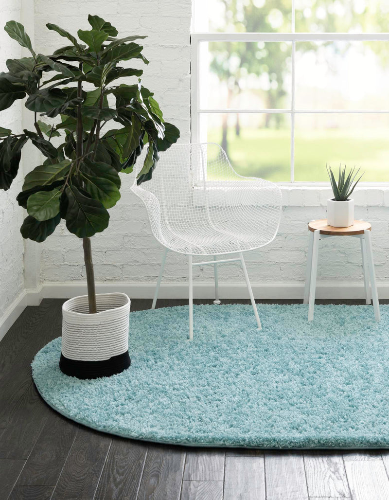 Cozy Comfort Shag Collection Area Rug - Hearthside (Turquoise) Oval Turquoise  lifestyle 10