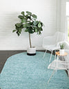 Cozy Comfort Shag Collection Area Rug - Hearthside (Turquoise) Oval Turquoise  lifestyle 15