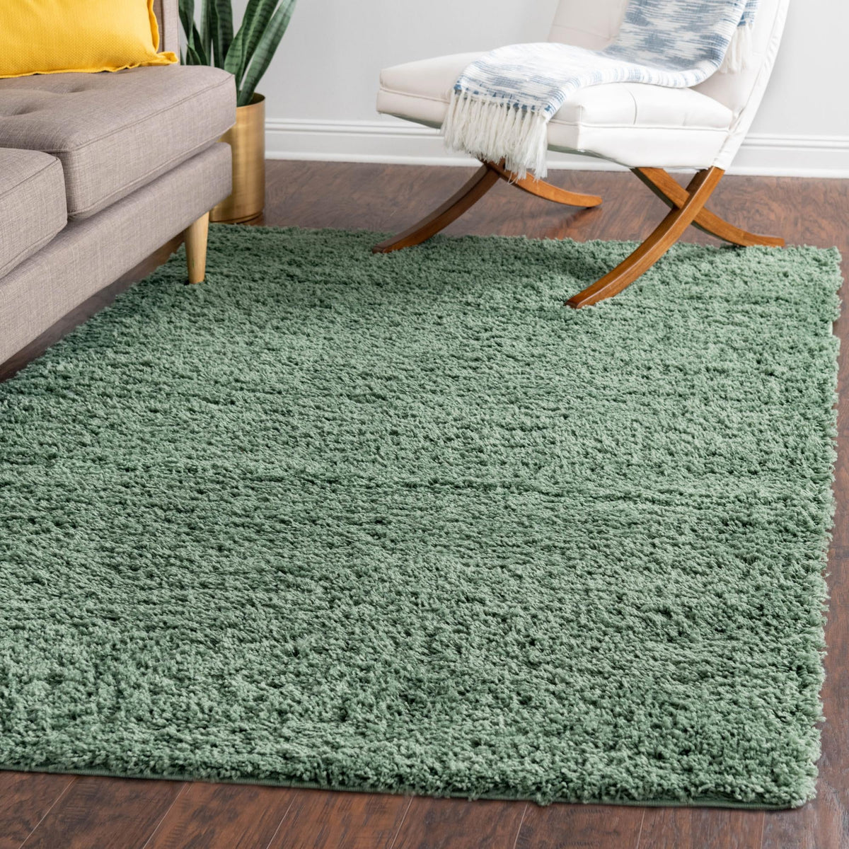Cozy Comfort Shag Collection Area Rug - Hearthside (Green) Rectangle Green  lifestyle 12