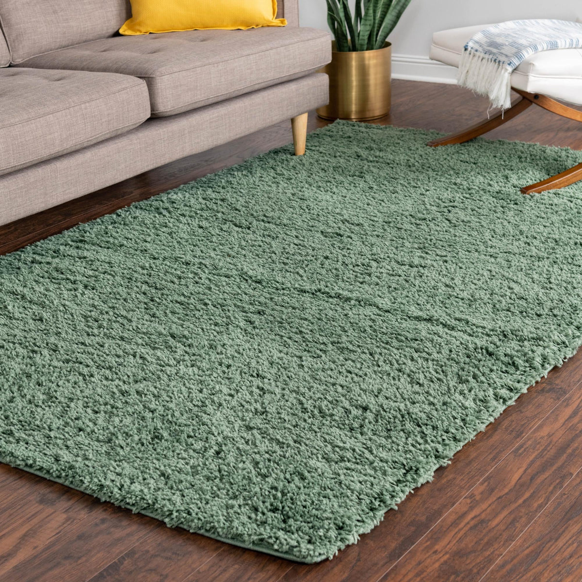 Cozy Comfort Shag Collection Area Rug - Hearthside (Green) Rectangle Green  lifestyle 13