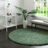 Cozy Comfort Shag Collection Area Rug - Hearthside (Green) Round Green  lifestyle 9