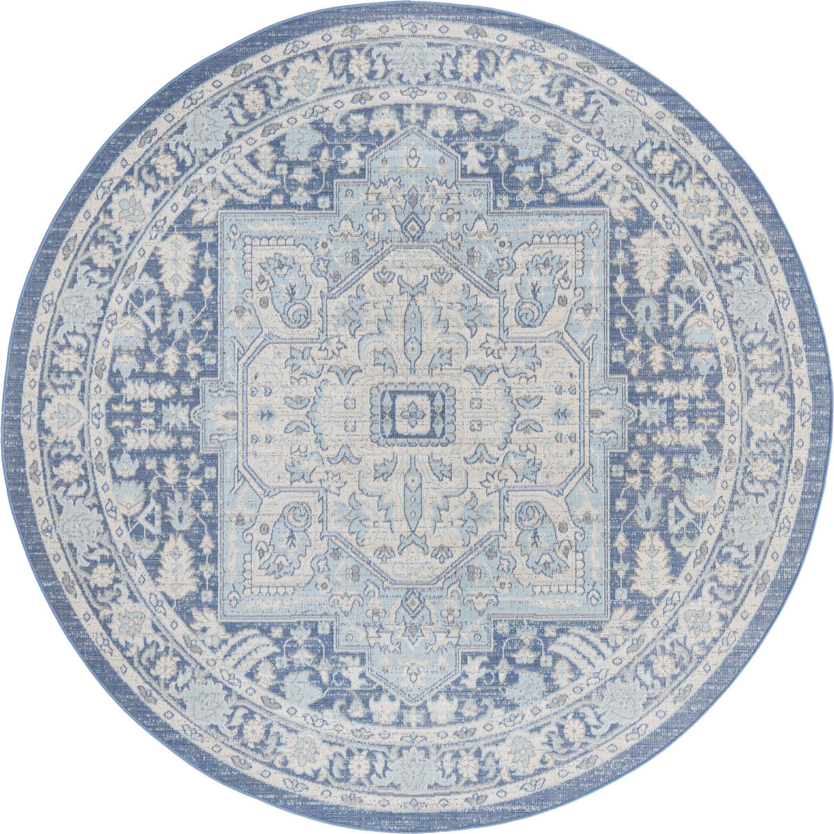 Savannah Series Collection Area Rug - Charleston (French Blue) Round French Blue  lifestyle 17