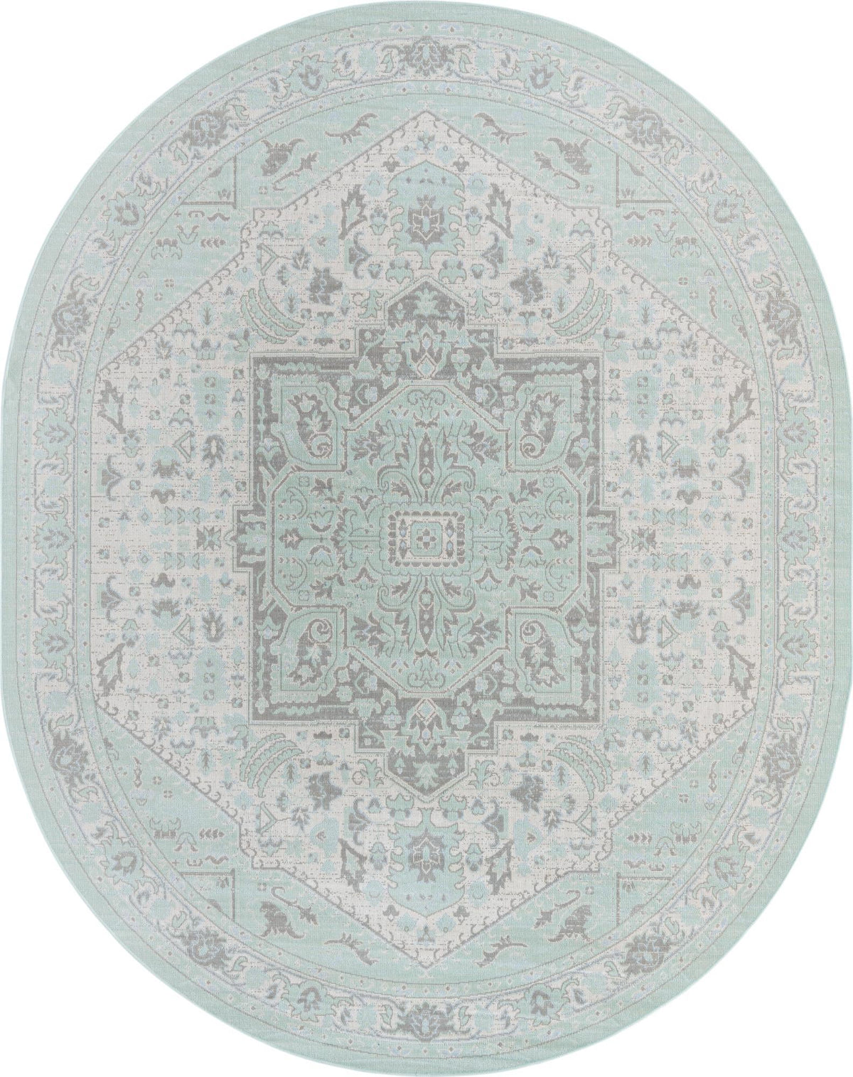 Savannah Series Collection Area Rug - Charleston (Mint) Oval Mint  lifestyle 8