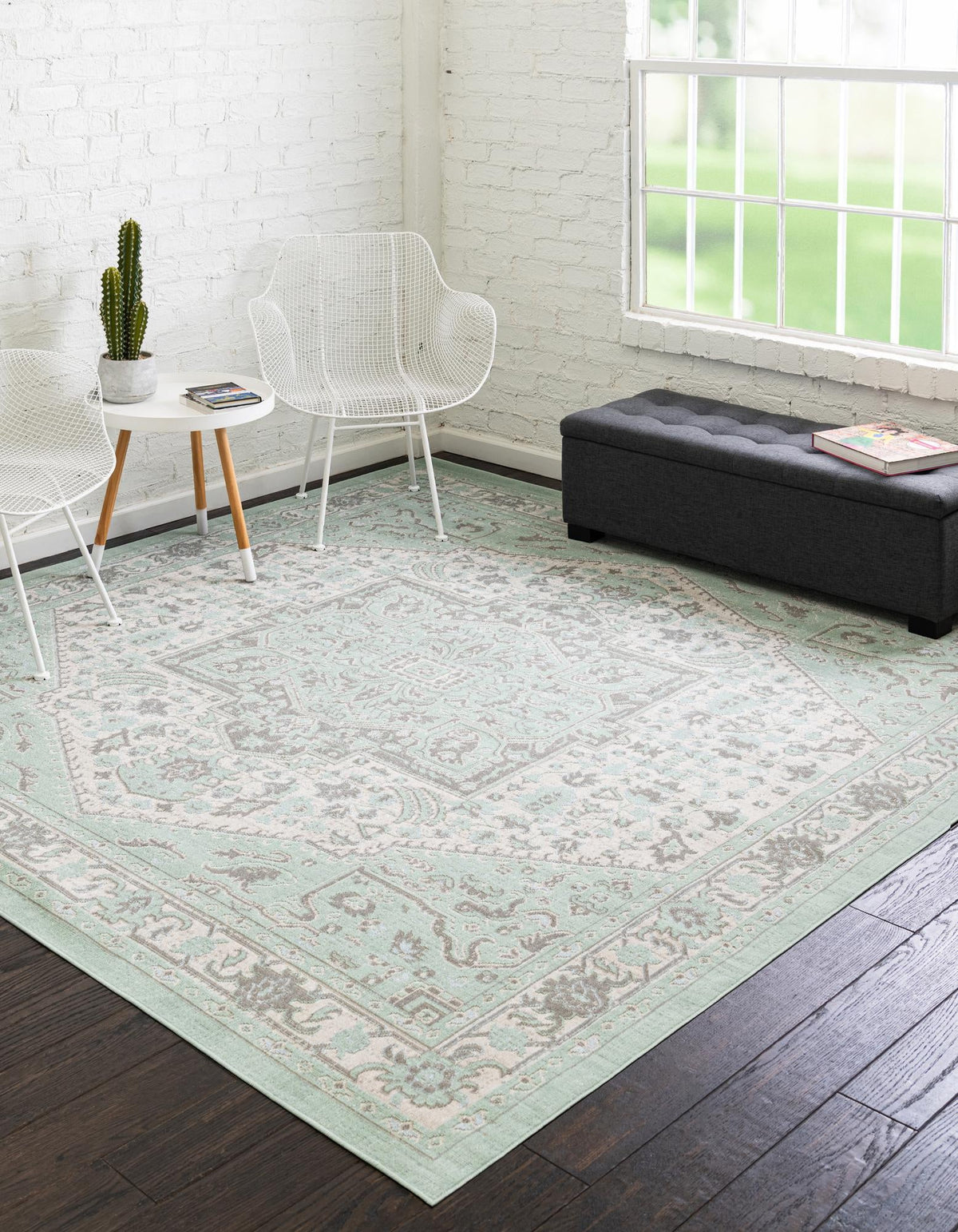 Savannah Series Collection Area Rug - Charleston (Mint) Square Mint  lifestyle 19