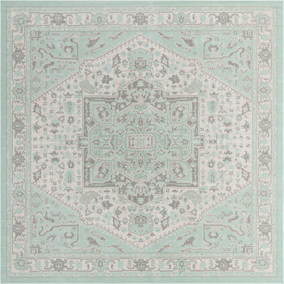 Savannah Series Collection Area Rug - Charleston (Mint) Square Mint  lifestyle 9