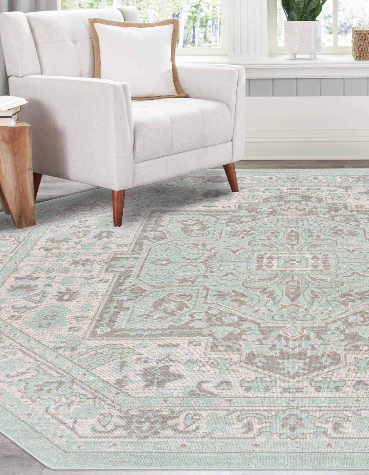 Savannah Series Collection Area Rug - Charleston (Mint) Octagon Mint  lifestyle 20