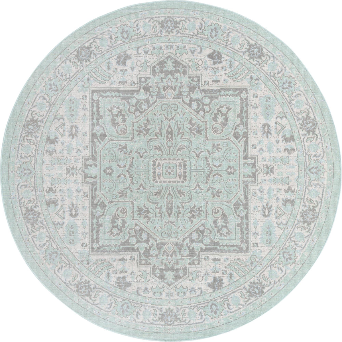 Savannah Series Collection Area Rug - Charleston (Mint) Round Mint  lifestyle 11