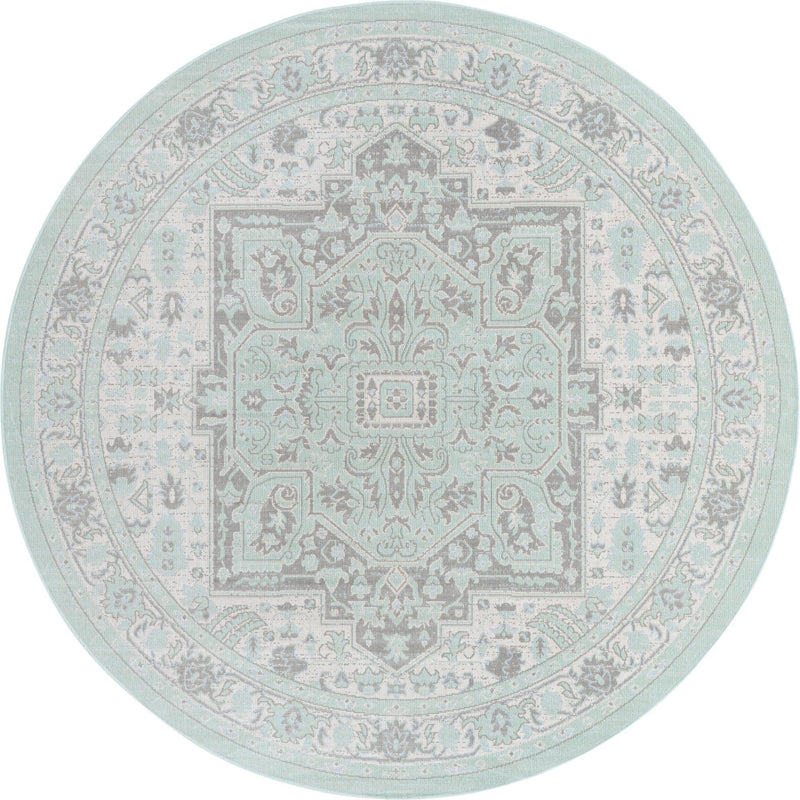 Savannah Series Collection Area Rug - Charleston (Mint) Round Mint  lifestyle 11