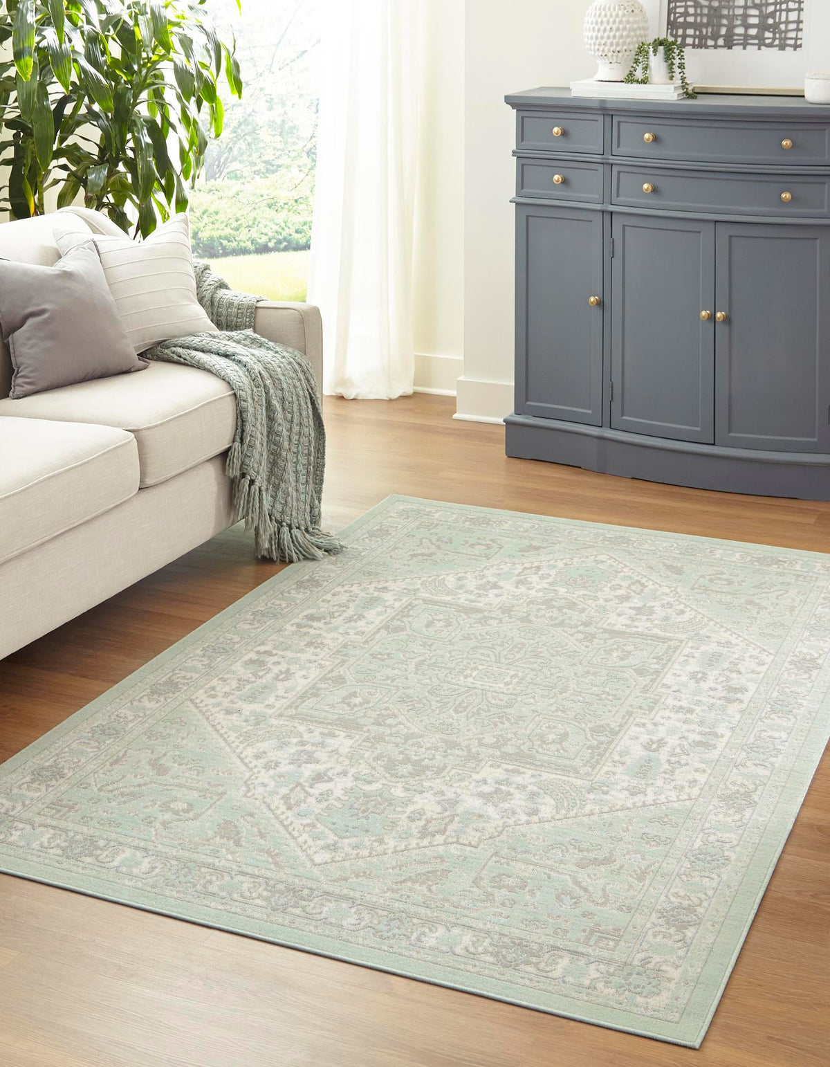 Savannah Series Collection Area Rug - Charleston (Mint) Rectangle Mint  lifestyle 2