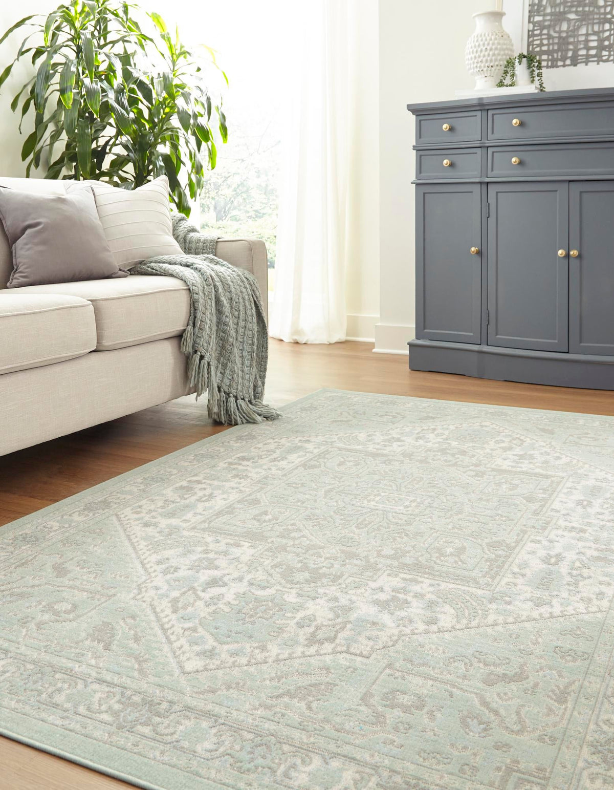 Savannah Series Collection Area Rug - Charleston (Mint) Rectangle Mint  lifestyle 3