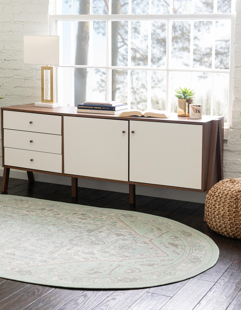 Savannah Series Collection Area Rug - Charleston (Mint) Oval Mint  lifestyle 18