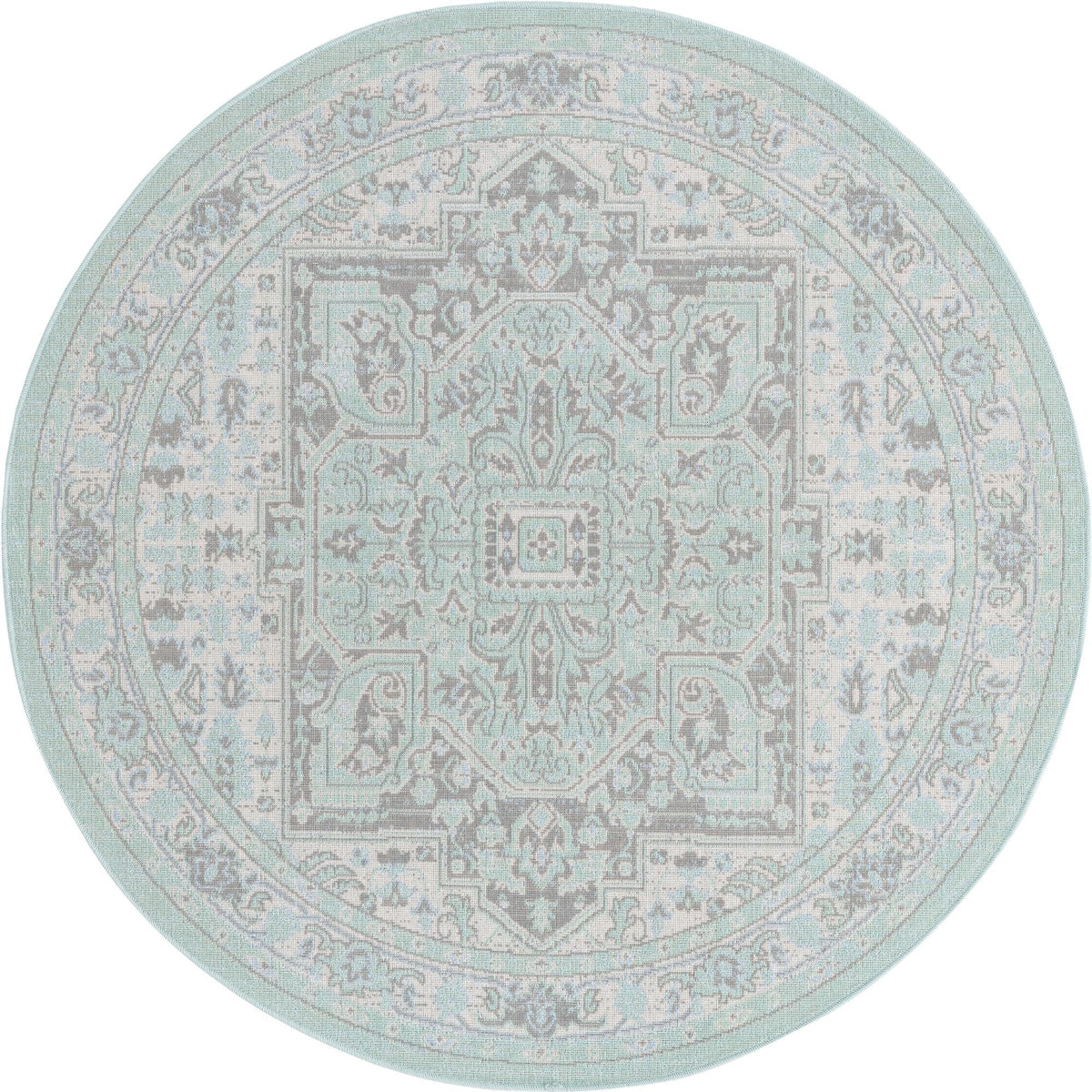Savannah Series Collection Area Rug - Charleston (Mint) Round Mint  lifestyle 30