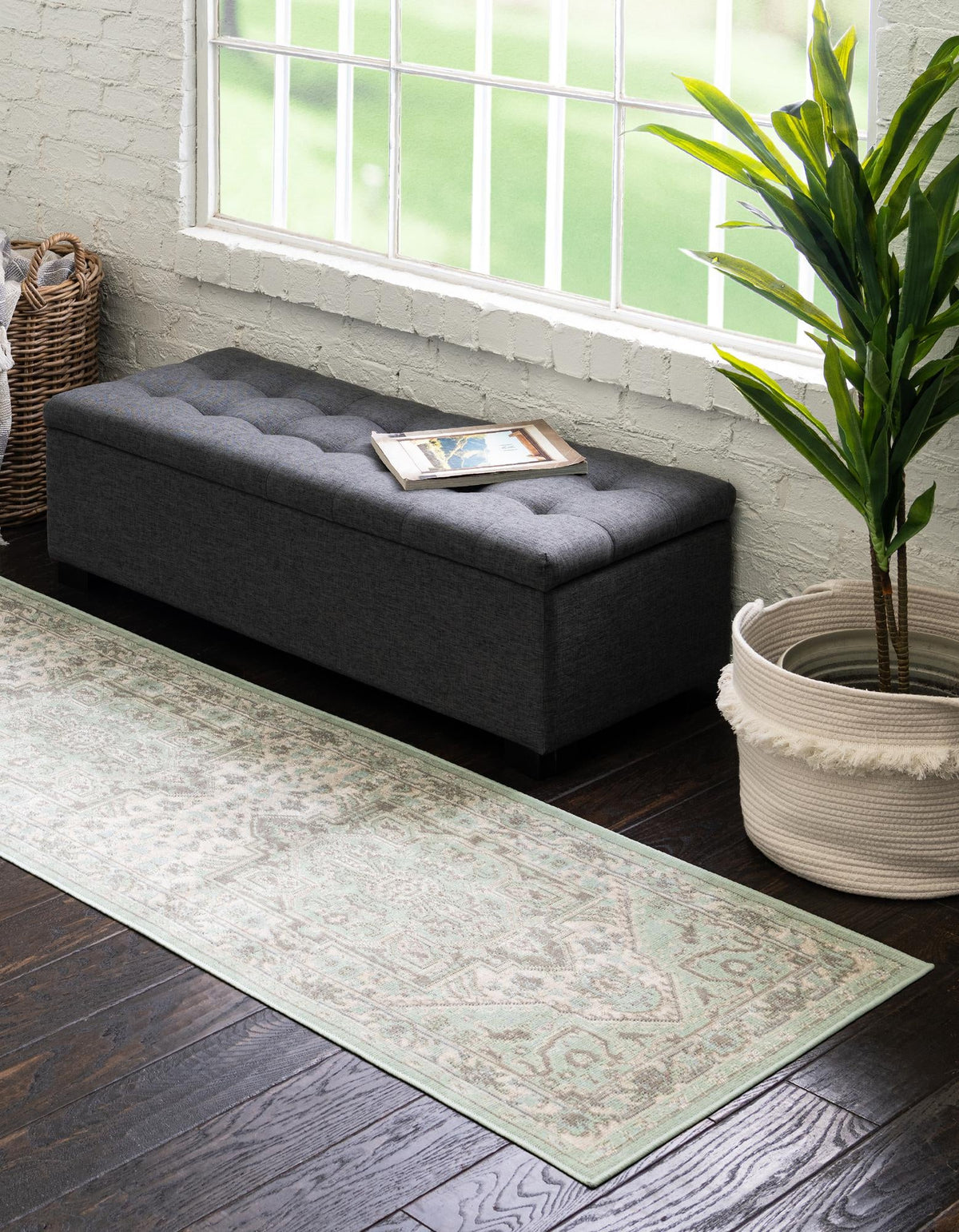 Savannah Series Collection Area Rug - Charleston (Mint) Runner Mint  lifestyle 22
