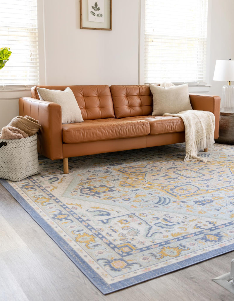 Savannah Series Collection Area Rug - Charleston (Sky blue) Rectangle Sky blue  lifestyle 3