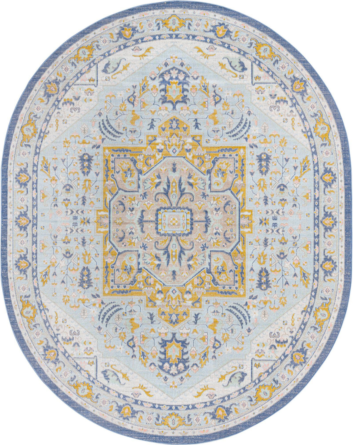 Savannah Series Collection Area Rug - Charleston (Sky blue) Oval Sky blue  lifestyle 15