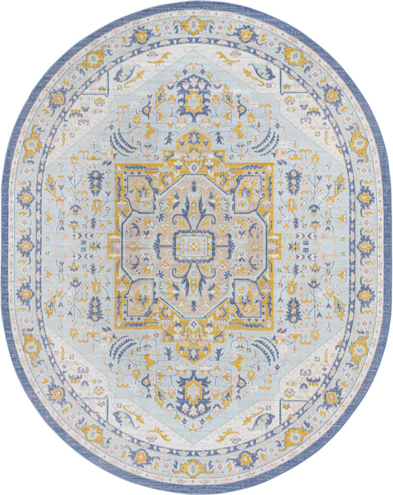 Savannah Series Collection Area Rug - Charleston (Sky blue) Oval Sky blue  lifestyle 15