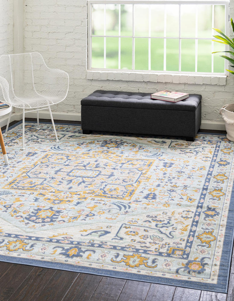 Savannah Series Collection Area Rug - Charleston (Sky blue) Square Sky blue  lifestyle 21