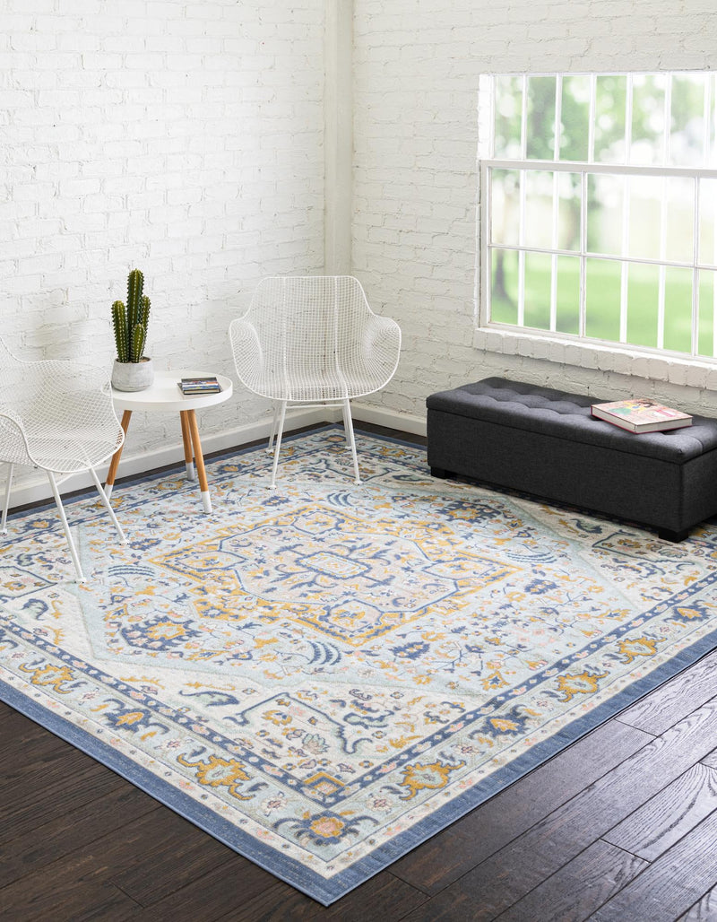 Savannah Series Collection Area Rug - Charleston (Sky blue) Square Sky blue  lifestyle 26