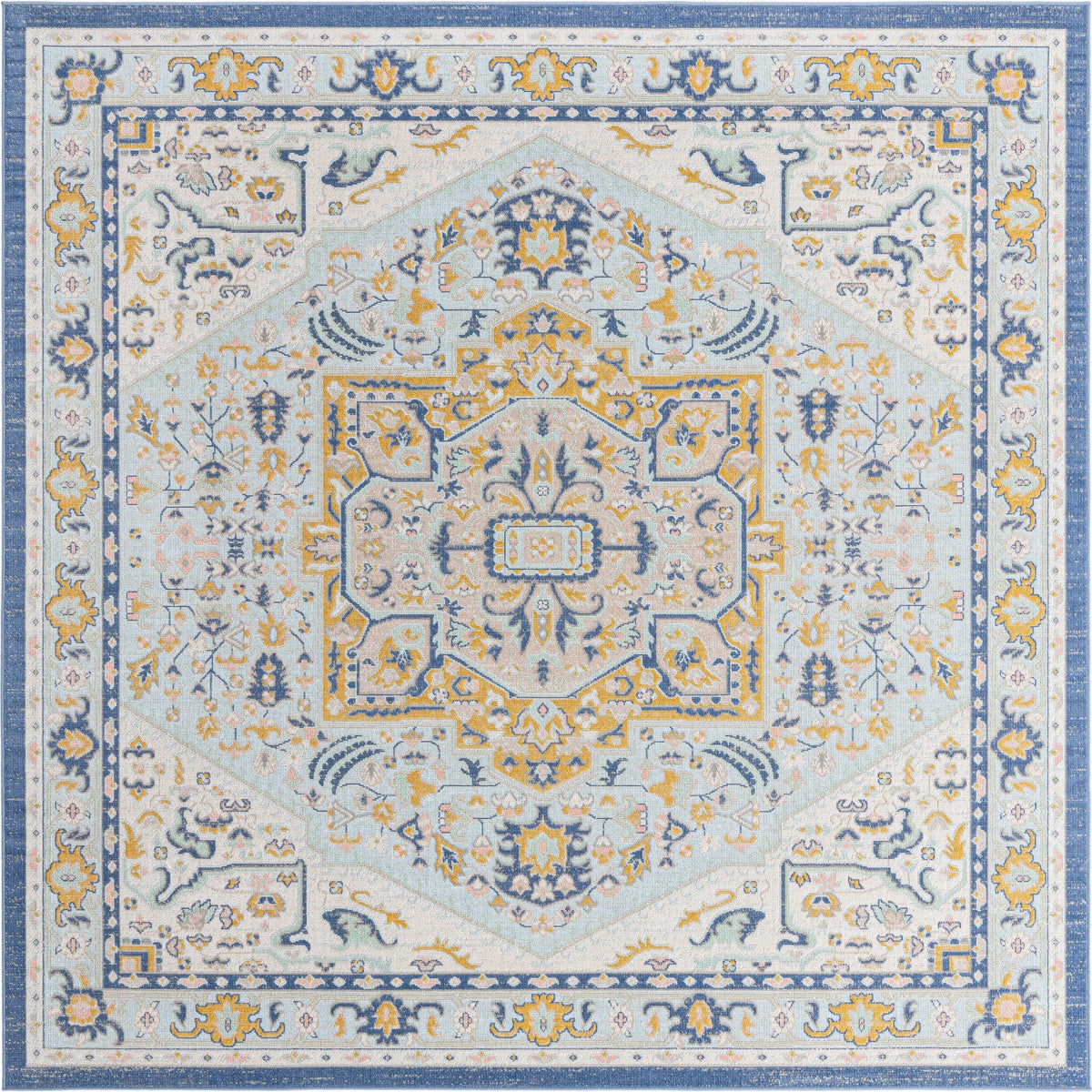 Savannah Series Collection Area Rug - Charleston (Sky blue) Square Sky blue  lifestyle 16