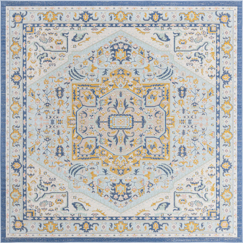 Savannah Series Collection Area Rug - Charleston (Sky blue) Square Sky blue  lifestyle 16