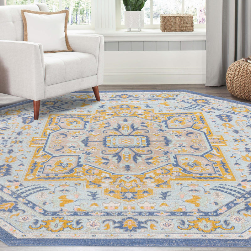 Savannah Series Collection Area Rug - Charleston (Sky blue) Octagon Sky blue  lifestyle 79