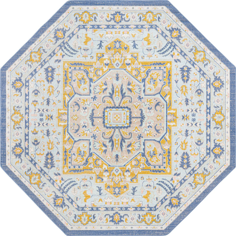Savannah Series Collection Area Rug - Charleston (Sky blue) Octagon Sky blue  lifestyle 17