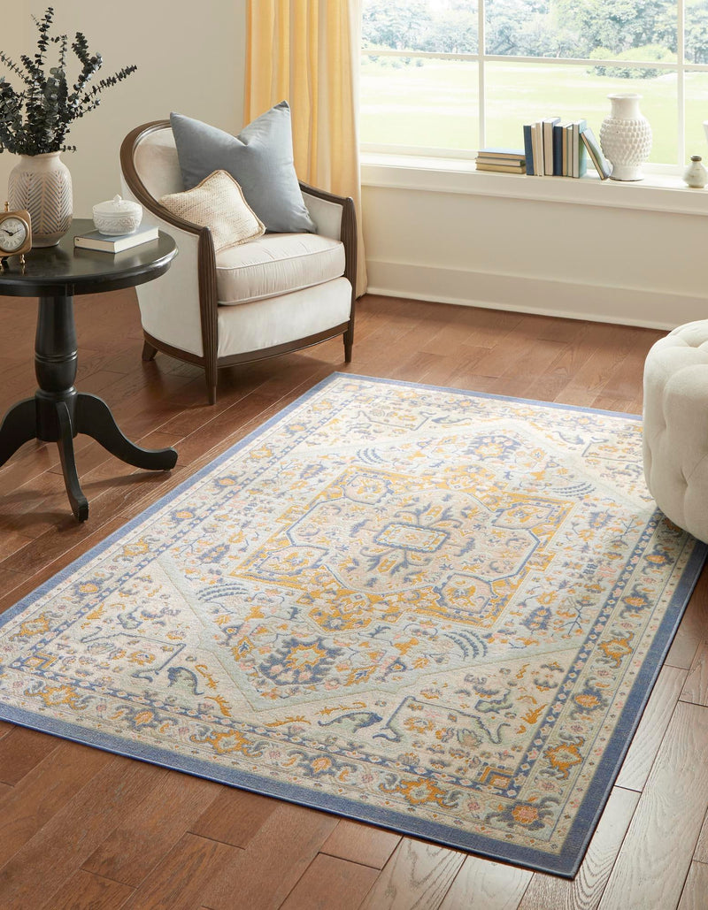 Savannah Series Collection Area Rug - Charleston (Sky blue) Rectangle Sky blue  lifestyle 2