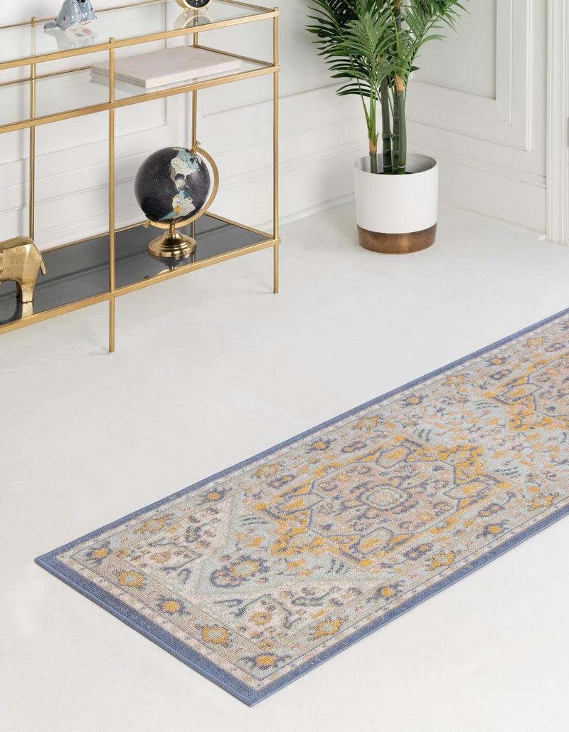 Savannah Series Collection Area Rug - Charleston (Sky blue) Runner Sky blue  lifestyle 29