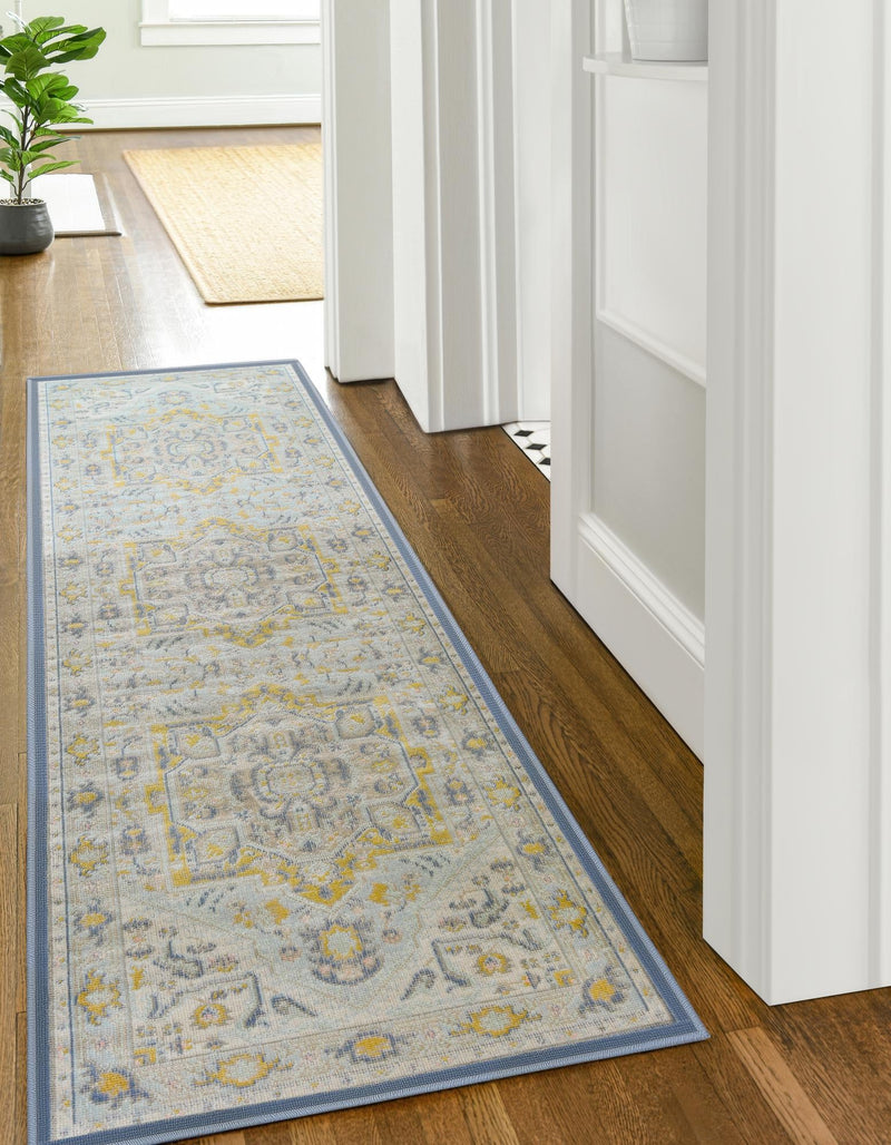 Savannah Series Collection Area Rug - Charleston (Sky blue) Runner Sky blue  lifestyle 31