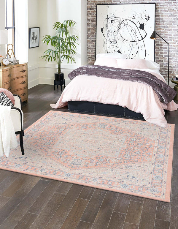Savannah Series Collection Area Rug - Charleston (Powder Pink) Square Powder Pink  lifestyle 20