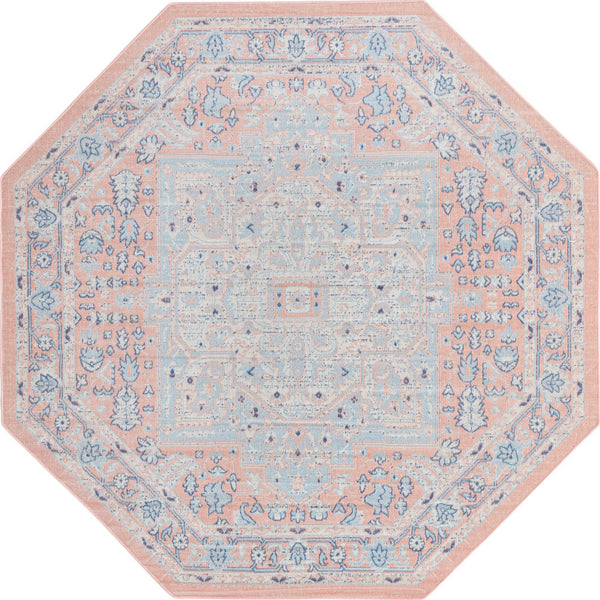 Savannah Series Collection Area Rug - Charleston (Powder Pink) Octagon Powder Pink  lifestyle 16