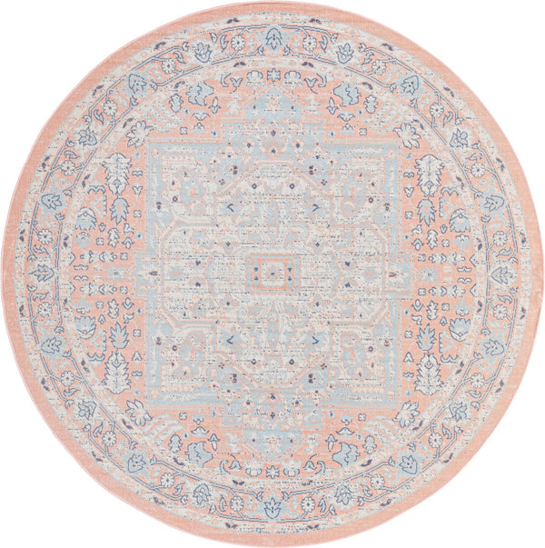 Savannah Series Collection Area Rug - Charleston (Powder Pink) Round Powder Pink  lifestyle 17