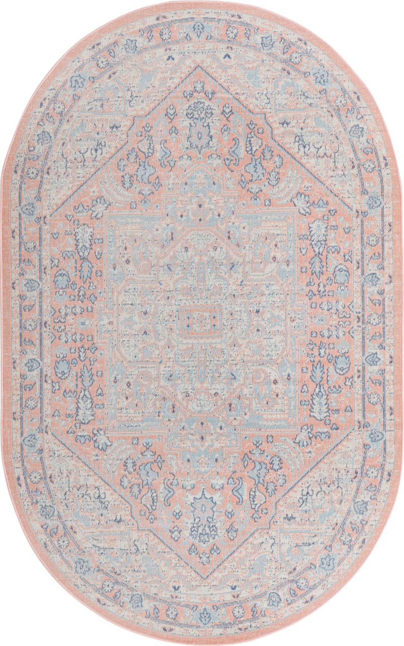 Savannah Series Collection Area Rug - Charleston (Powder Pink) Oval Powder Pink  lifestyle 37