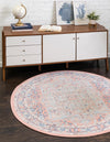 Savannah Series Collection Area Rug - Charleston (Powder Pink) Round Powder Pink  lifestyle 22
