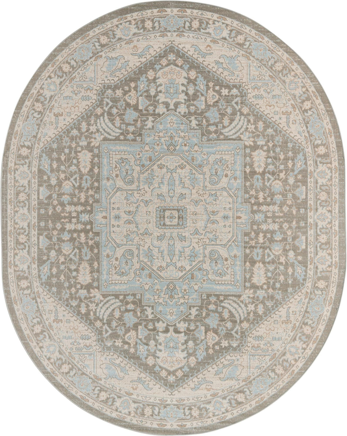 Savannah Series Collection Area Rug - Charleston (Cloud Gray) Oval Cloud Gray  lifestyle 16
