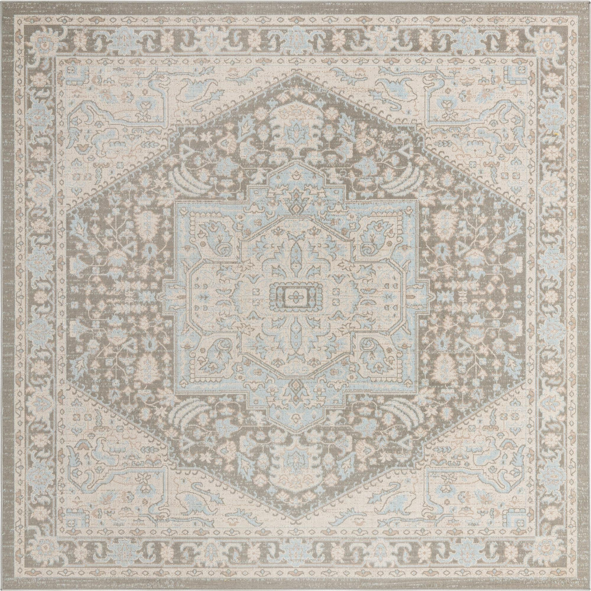 Savannah Series Collection Area Rug - Charleston (Cloud Gray) Square Cloud Gray  lifestyle 17