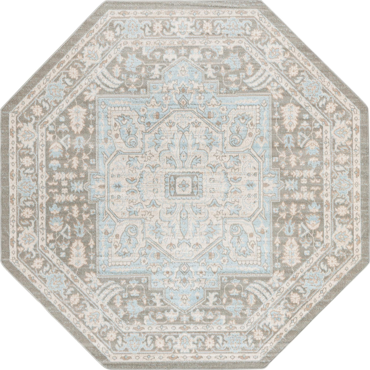 Savannah Series Collection Area Rug - Charleston (Cloud Gray) Octagon Cloud Gray  lifestyle 18