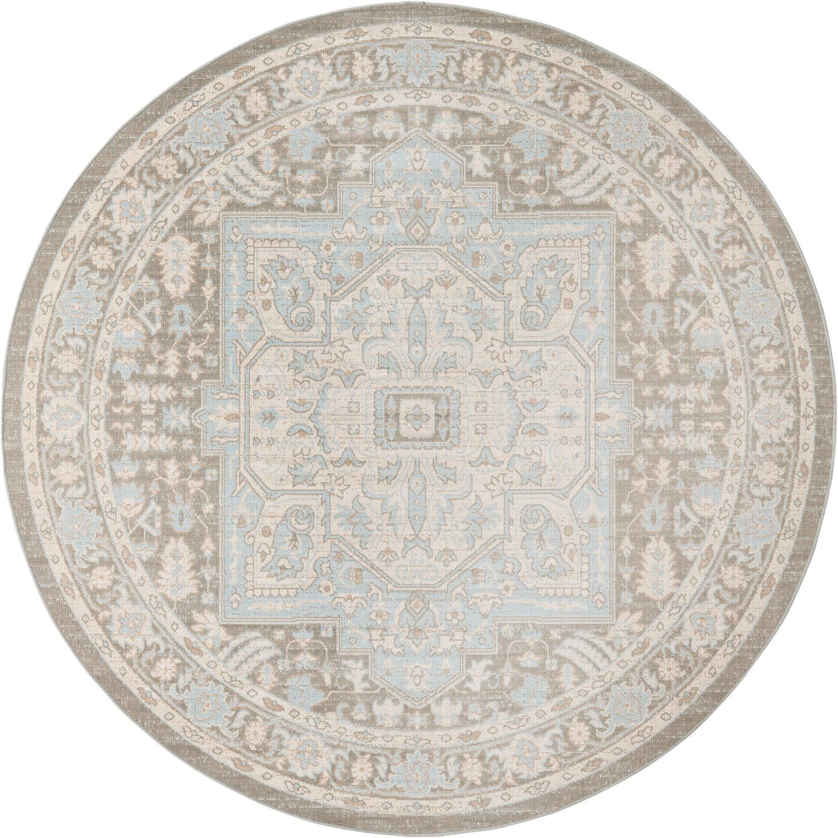 Savannah Series Collection Area Rug - Charleston (Cloud Gray) Round Cloud Gray  lifestyle 19