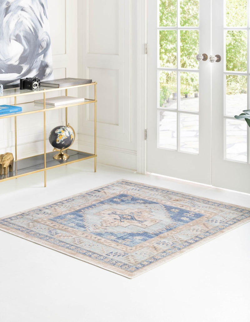 Savannah Series Collection Area Rug -  Augusta (Sky blue) Square Sky blue  lifestyle 19