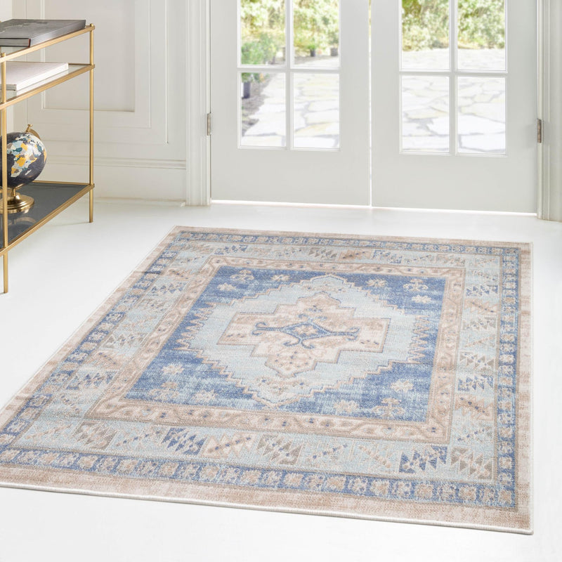 Savannah Series Collection Area Rug -  Augusta (Sky blue) Square Sky blue  lifestyle 39