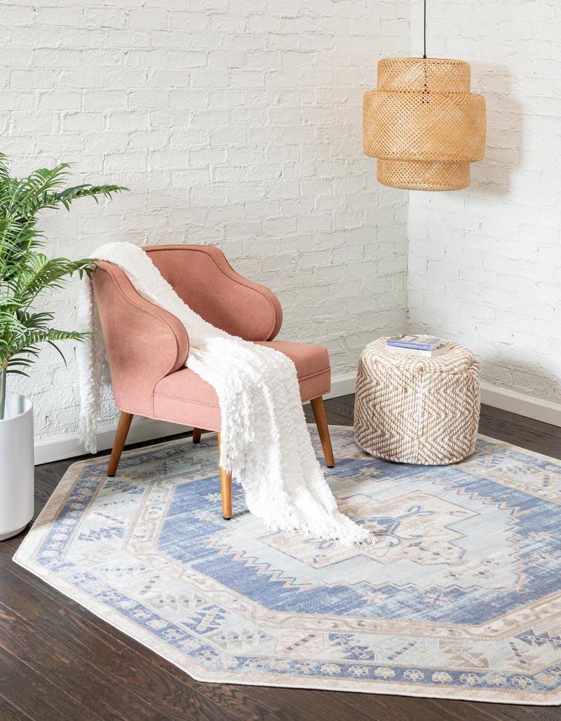 Savannah Series Collection Area Rug -  Augusta (Sky blue) Octagon Sky blue  lifestyle 20