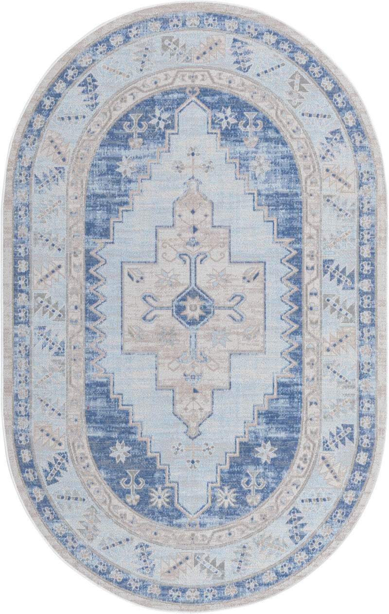 Savannah Series Collection Area Rug -  Augusta (Sky blue) Oval Sky blue  lifestyle 8