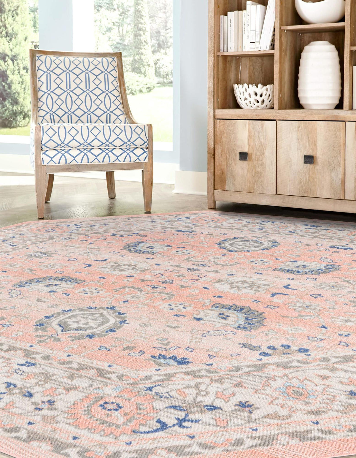 Savannah Series Collection Area Rug -  Beaufort Octagon Powder Pink  lifestyle 65