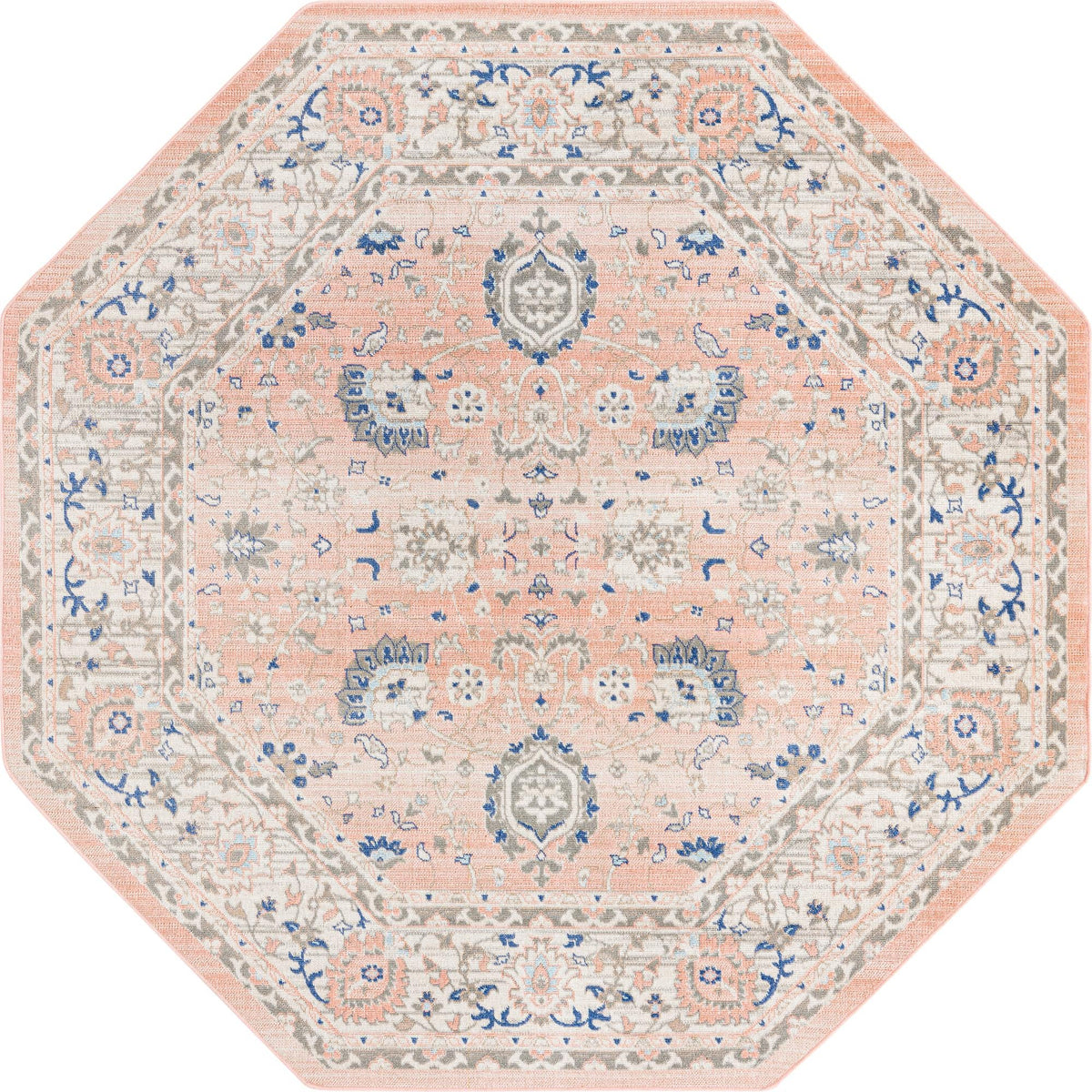 Savannah Series Collection Area Rug -  Beaufort Octagon Powder Pink  lifestyle 47