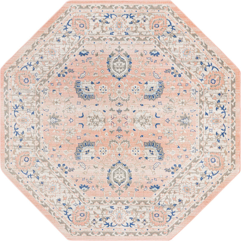 Savannah Series Collection Area Rug -  Beaufort Octagon Powder Pink  lifestyle 47
